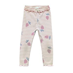 Zara Pink & White Striped Strawberry Leggings Size 2-3Y